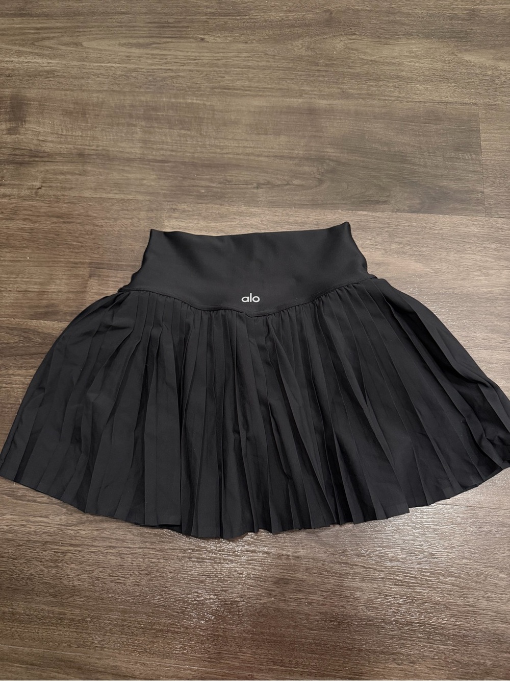 ALO Yoga Black Pleated Skater Skirt